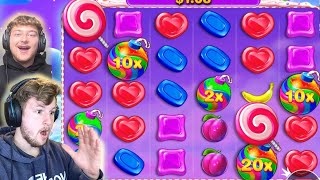 HEARTS AND MULTIPLIER CONNECT!!! (HUGE WIN) (SWEET BONANZA)