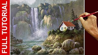 Tutorial: Acrylic Landscape Painting / House Beside the Waterfall / JMLisondra