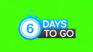 6 Days to go. Countdown timer. Clock icon. Time icon. Count time sale. Motion graphics.