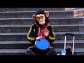 Ian Brown from the Stone Roses spotted in Glasgow 2014 with his bongo drum lol