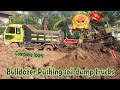 Construction 10 !!! bulldozer pushing the soil and dump truck !! complete 100 % !! bd2f working