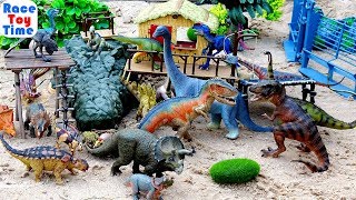 Dinosaur toys in the sandbox