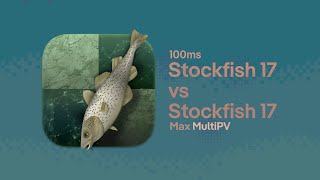 Stockfish 17 vs Stockfish 17 both with 100ms and Max MultiPV