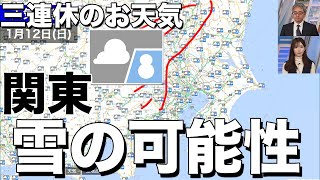 【関東で雪の可能性】　三連休は天気崩れる