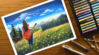 picture Oil Pastel Painting Love Romantic Scenery Drawing drawing with oil pastels