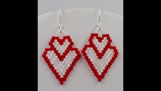 Double Heart Earrings (Brick Stitch)