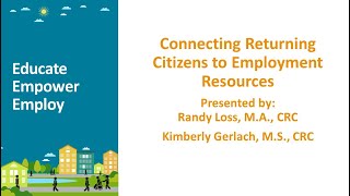 Connecting Returning Citizens to Employment Resources