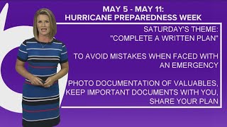 Hurricane Preparedness Week | Saturday, May 11 - Complete a written plan