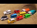 Mega Police car Fire Truck Super car Vehicles working together | Enjo Truck