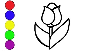 Bolajon Atirgul gul rasm chizish o'rganish | Сурет салу гүл | How to draw a tulip