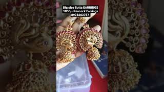 Big Size Butta Earrings || Peacock Earrings || Trending Onegram jewellery 8978263757