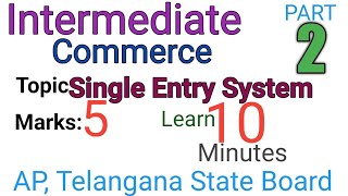 PART-2- Single Entry System ఒంటి పద్దు విధానం (తెలుగు/English)-2nd Inter-Commerce- AP/TS Board Exams