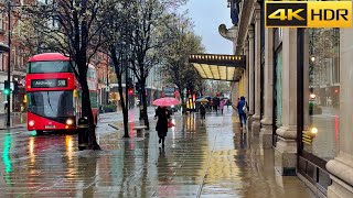 London Rainy Day Walk in Spring - 2024 ☔️  West End Rain Walk [4K HDR]