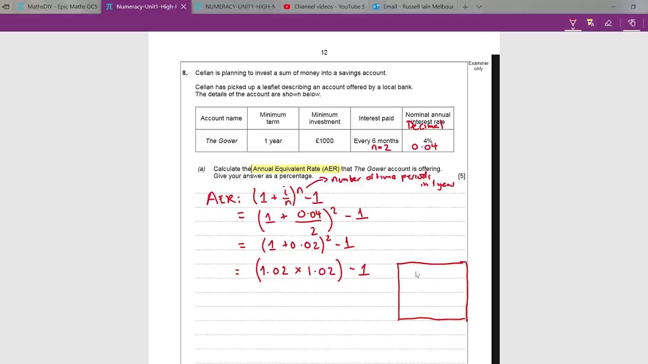 WJEC GCSE Numeracy November 2018 Higher Unit 1 Question 8a And B - YouTube