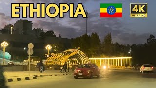 🇪🇹 ሽቅርቅሯ 4 ኪሎ - ፒያሳ ብሶባታል በምሽት ድንቅ ውበት | The Ultimate 🚗 Bole to 4 Kilo to Piassa in Stunning 4K 🇪🇹