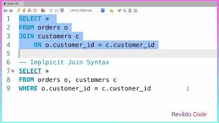 Implicit Join Syntax MySQL | MySQL full course | Full tutorial for beginners | #revildo_code