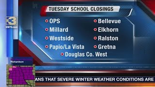 Metro area schools cancel Tuesday classes due to weather