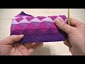 ⑤【100均刺繍糸】×かぎ針4号×アフガン編み＝可愛いポーチが出来ました。how to crochet tunisian stitch a cute pouch