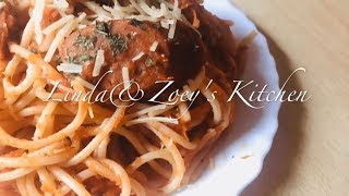 香辣番茄肉腸意大利粉 (Spaghetti with spicy tomato sauce and sausages) | Linda\u0026Zoey's Kitchen