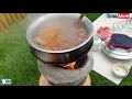 outdoor cooking village_cooking in uk.shathkora_meat সাতকরা দিয়ে মাংস রান্না how to cook meat