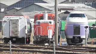 遂に解体?! 保管中の成田ｴｸｽﾌﾟﾚｽ ｸﾛ253 \u0026 EF62-3号機,DD16 廃車置き場に！2018.2.20 JR長野総合車両センター　光panasd 740