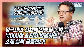 26년 리튬 가격 50달러 넘어설 것! 양극재와 전해액 리튬염 동박 등 북미시장 쇼티지 발생하면 소재 실적 급증한다! #2차전지 #선대인