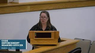 Code Enforcement Hearing Officer - March 11, 2022