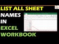 How to List All Sheet Names In An Excel Workbook