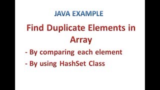 Duplicate Elements in Array(Integer and String Array) - Hindi