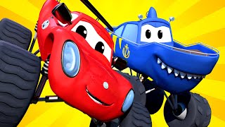 Monster Město -  Monster žralok Martin měl nehodu v horách! | Monster truck animáky