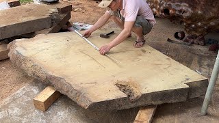 Amazing Natural Woodworking // Build Round Table With Hardwood Combined With Epoxy