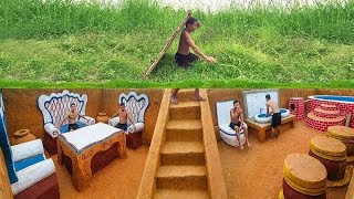 Building Water Slide Park Into Underground House and Underground Swimming Pool