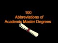 100 Abbreviations of Academic Master Degrees