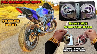 ROOTS W75 Windtone Chrome Horns Installation In YAMAHA YZF R15V3| Full Installing Video|Loudest Horn