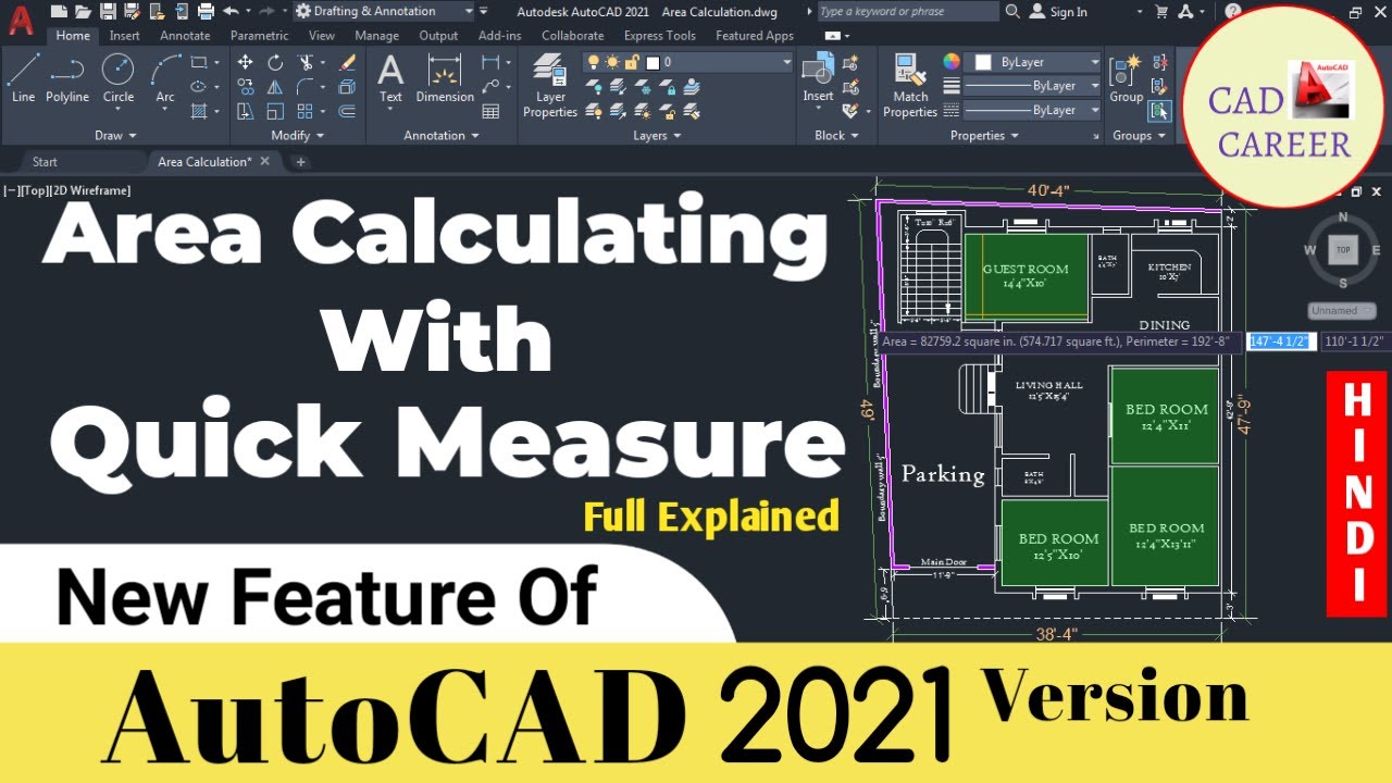 AutoCAD 2021 NEW FEATURES | AREA CALCULATING WITH QUICK MEASURE TOOL ...