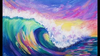 3 Color Challenge WAVE AT SUNSET 🌊🎨 Acrylic Painting Tutorial | TheArtSherpa
