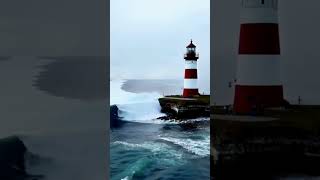 Massive Wave Swallows Lighthouse! Stunning Moment! #lighthouse #tidalwave #scaryocean