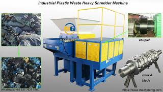 Heavy duty industrial shredder machine for large thick and baled waste plastic paper cloth fabric