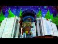 2017 Budapest Hungary Christmas market. 3D animation show on the front of St. Stephan's Basilica.