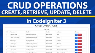 Add , View , Update , Delete in Codeigniter 3 | HTML5 | MySql | Bootstrap 5