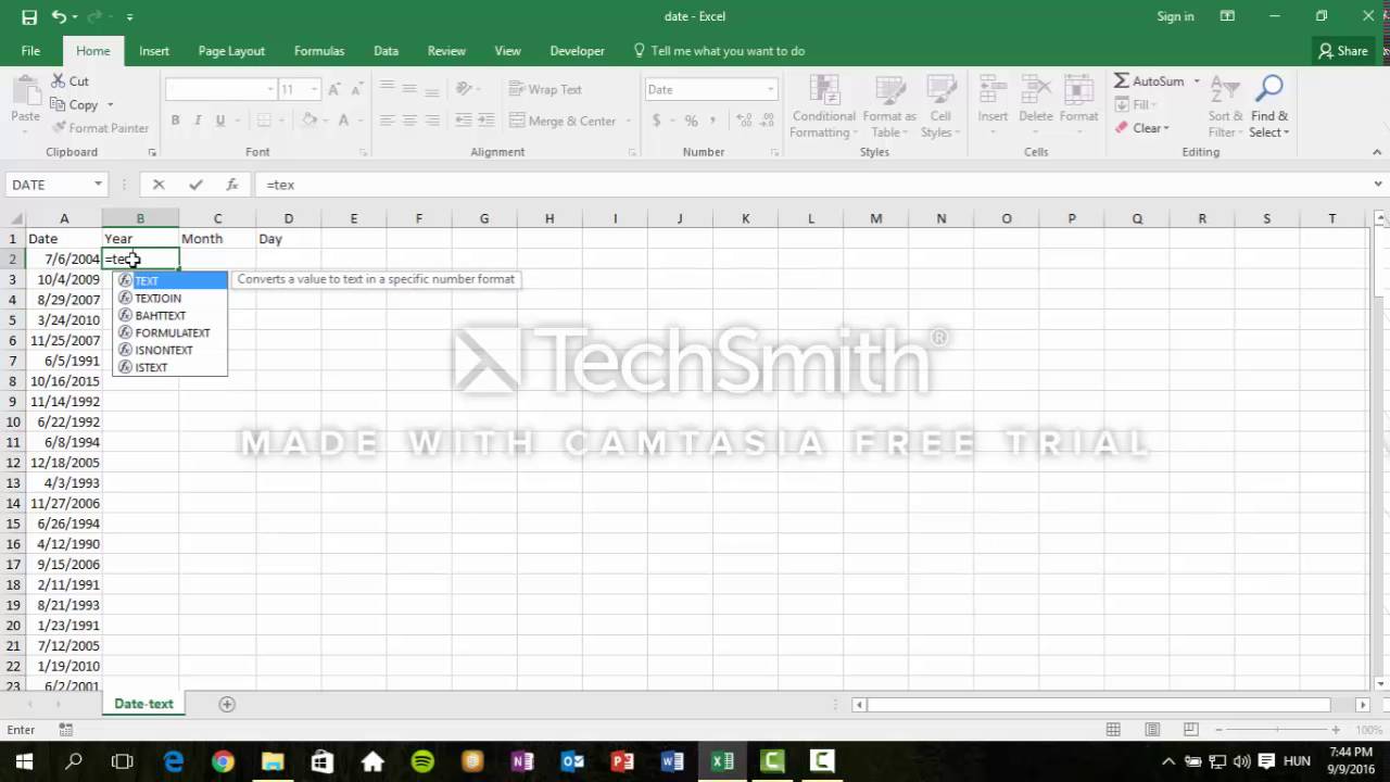 Using Text() Function In Excel - YouTube