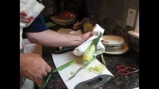 Shucking Corn the easy way for 2