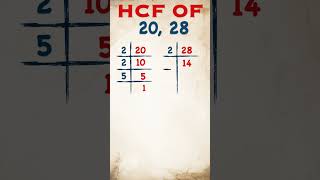 HCF of 20 and 28 / #shorts #short #hcf #viral #trending #hcf_lcm Public Maths #publicmaths