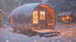 On a snowstorm night, relax and fall asleep in the warm barrel hut with the howling wind and snow