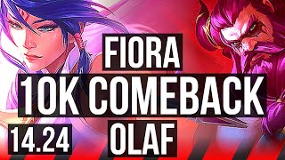 FIORA vs OLAF (TOP) | Comeback, 9 solo kills, 54k DMG, Godlike | NA Master | 14.24