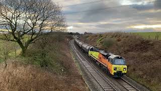 Diesel Freight Train 6M32 Lindsey Oil Refinery to Ribble Rail Bitumen Colas 70807 Blackburn 28/02/23