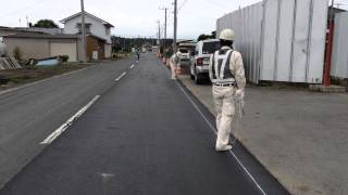 市道に外側線を引くための準備　下書き　白線　線引き　茨城県