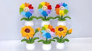 Rainbow flower with pipe cleaner | DIY | Useful Craft Things