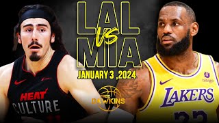 Los Angeles Lakers vs Miami Heat Full Game Highlights | January 3, 2024 | FreeDawkins