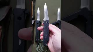 (112) Two wz.1969 WIFAMA Polish Commando knives and a Benchmade BM-9100 automatic trench knife.